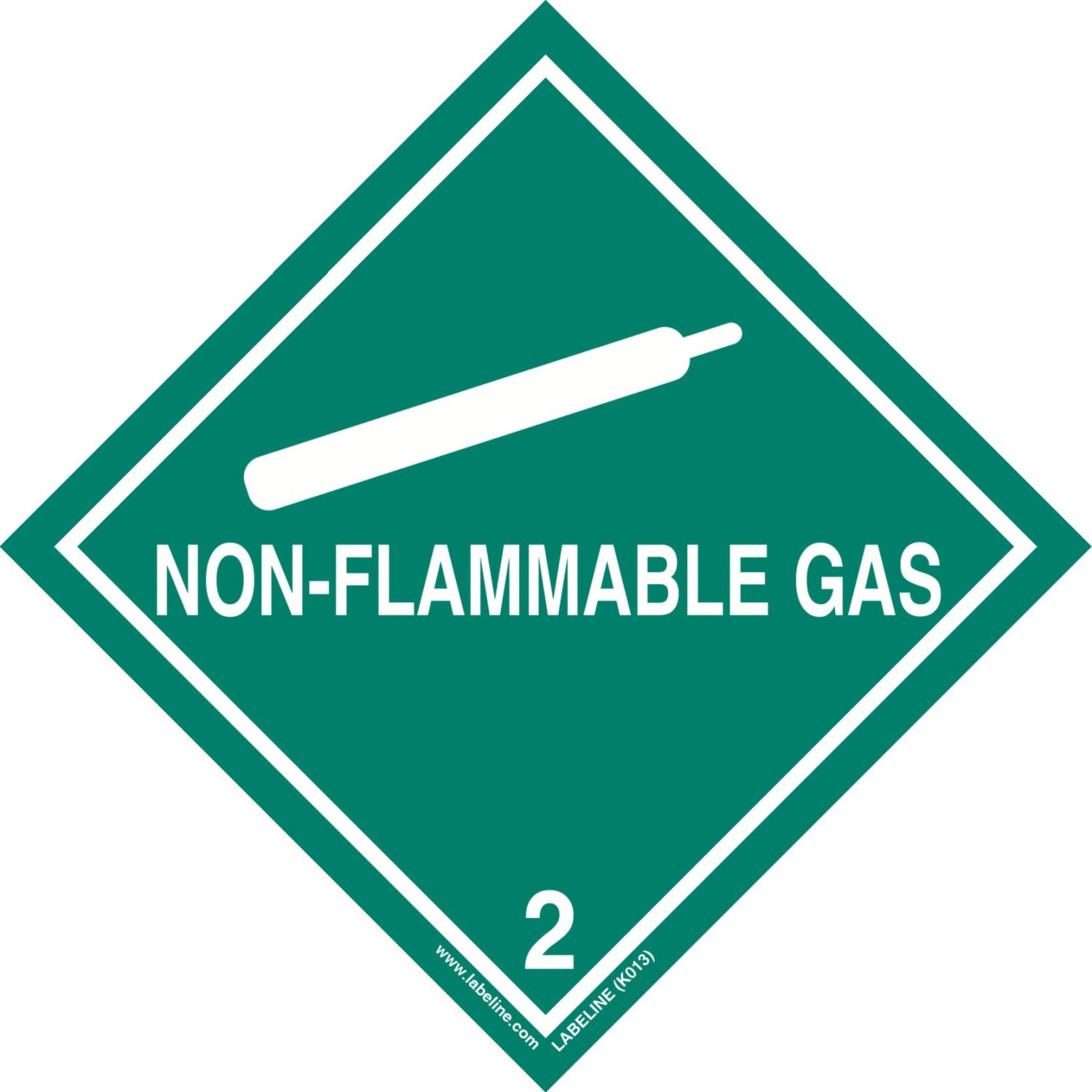 Class 2.2 Non Flammable Gas Hazard Warning Diamond Label K013 150 Labels per roll 100x100mm