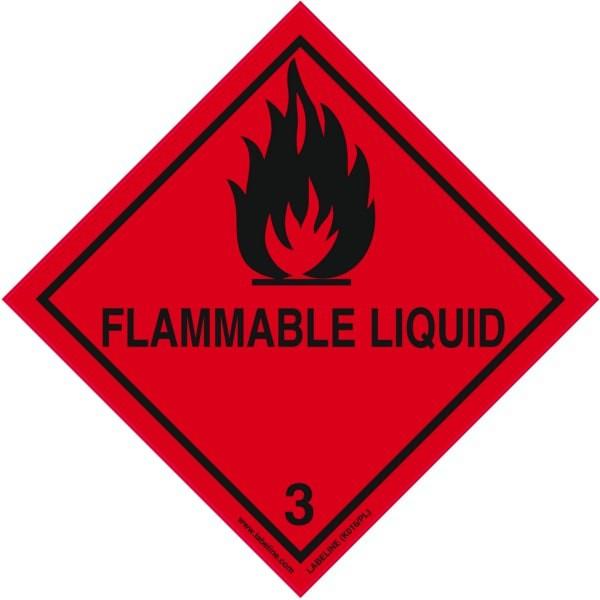 Class 3 Flammable Liquid Label Diamond Label K016 150 labels per roll 100x100mm