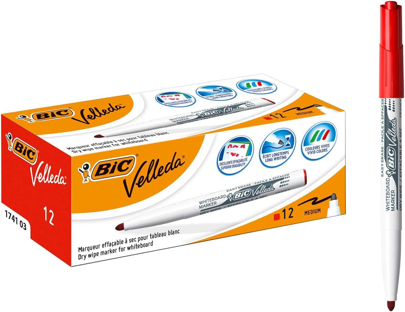 Bic 1199174103 Velleda 1741 Whiteboard Pens - Red, Box of 12