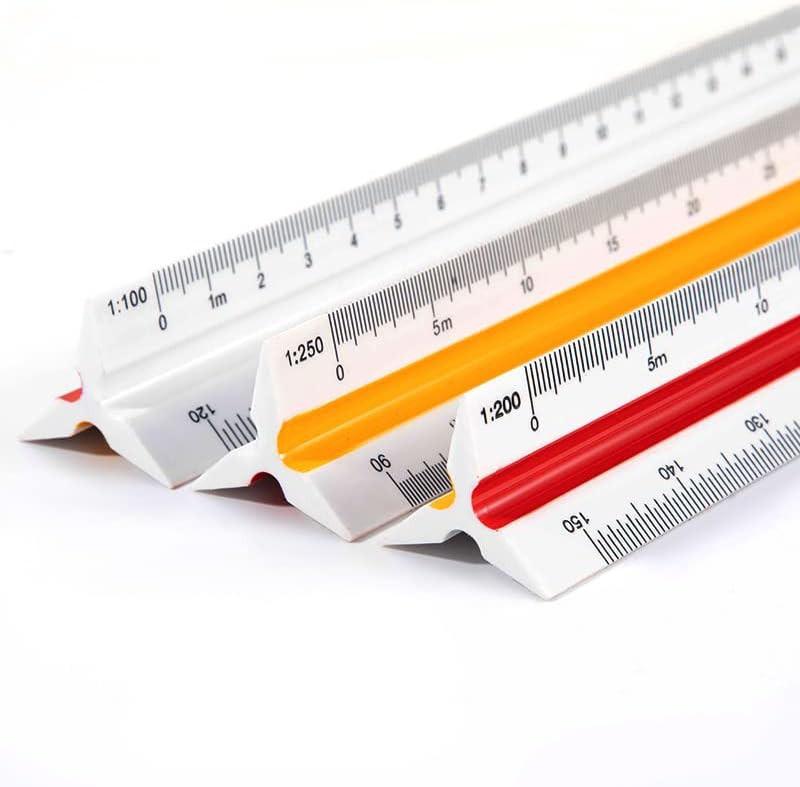 Plastic Scale Ruler, Triangular Scale, Architecture Ruler, Triangular Ruler, Metric Scale Ruler (30 cm, Scale 1:100, 1:200, 1:250, 1:300, 1:400, 1:500)