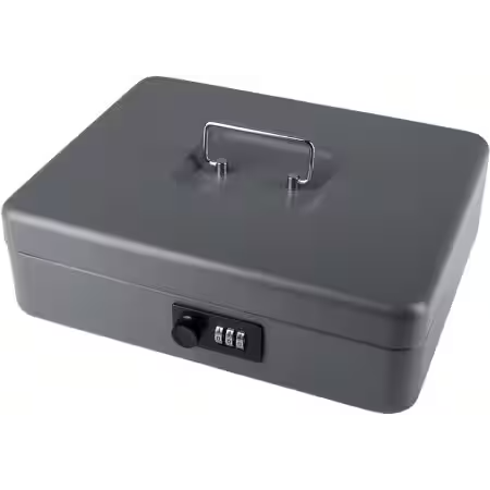 Pavo 12" Cash Box with Combination Lock - Dark Grey