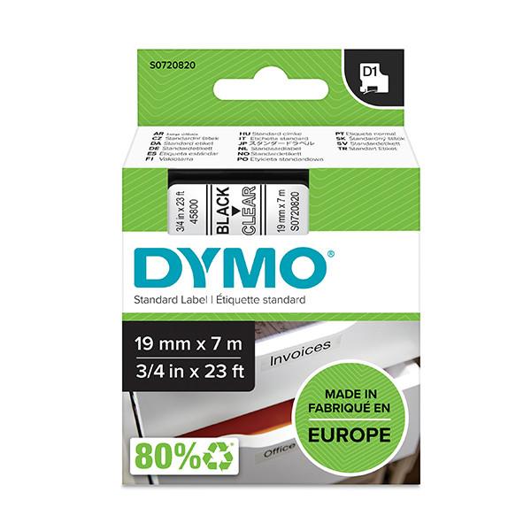 Compatible Dymo 45800 19mm Black On Clear D1 Label Tape
