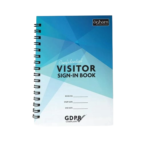 Ogham A4 Visitor Sign-In Book | GDPR Professional Reception Registry