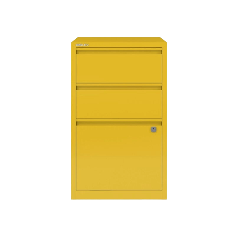Bisley Home Filer 3 Drawer Filing Cabinet Golden Sunflower Yellow A4 Steel Office Storage FFPFA3-CD1
