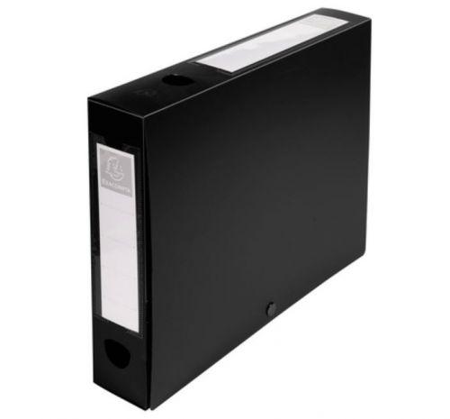 Exacompta Filing Box Polypropylene A4 60mm Spine Width Pres Stud Closure Black - 59631E