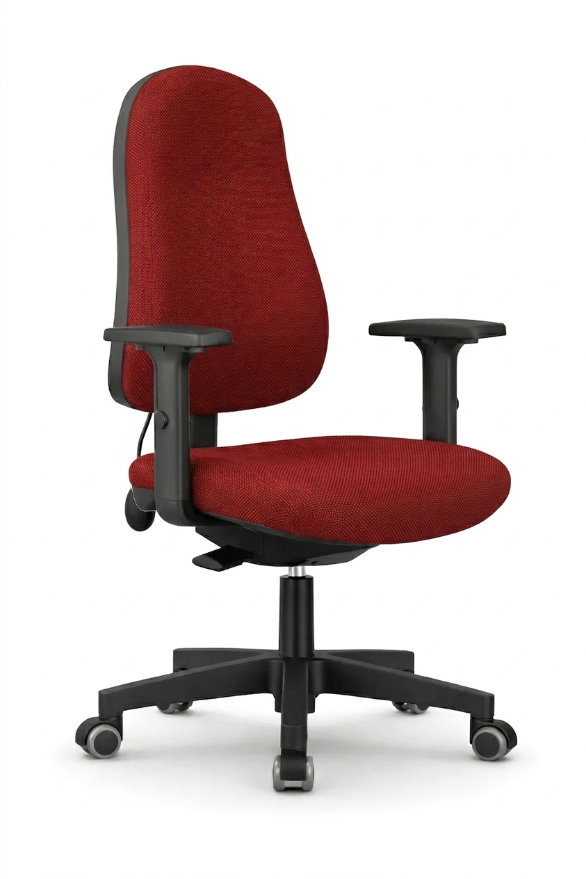 Phoenix Operators Chair, with Pump-Up Lumbar Support, Black Frame and Red Fabric
