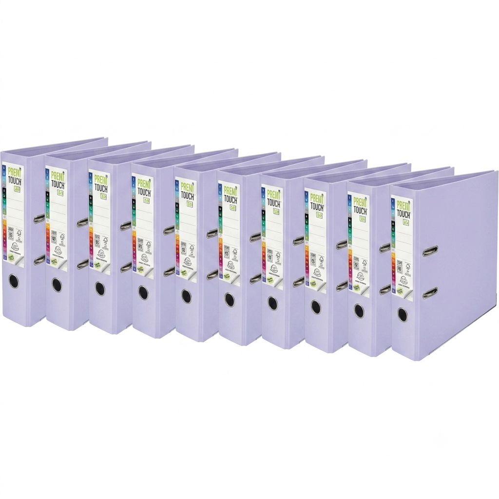 Exacompta - Ref - Prem'Touch PVC A4 Lever Arch File 70mm Spine, 75mm FSC-Certified -Lilac Cover - Pack of 10