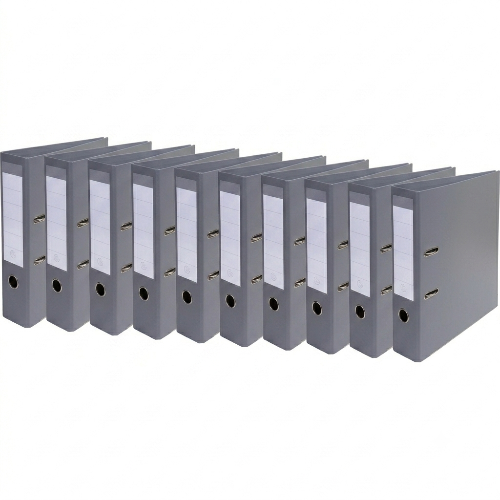 Exacompta - Ref 53740E - Prem'Touch PVC A4 Lever Arch File 70mm Spine, 75mm Rings, FSC-Certified - Grey Cover - Pack of 10