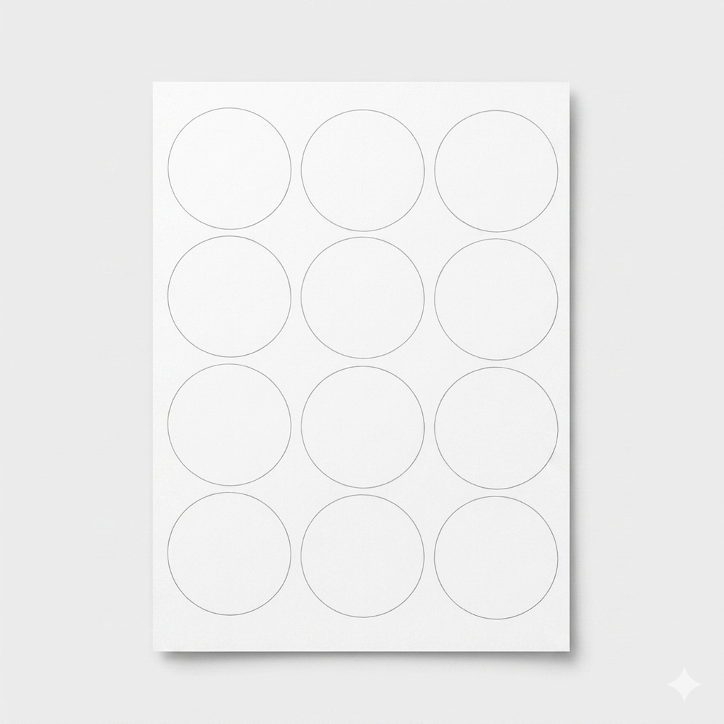 EU30023WX 12 Per A4 Sheet 63.5mm White Circle labels 100 Sheets 1200 Labels