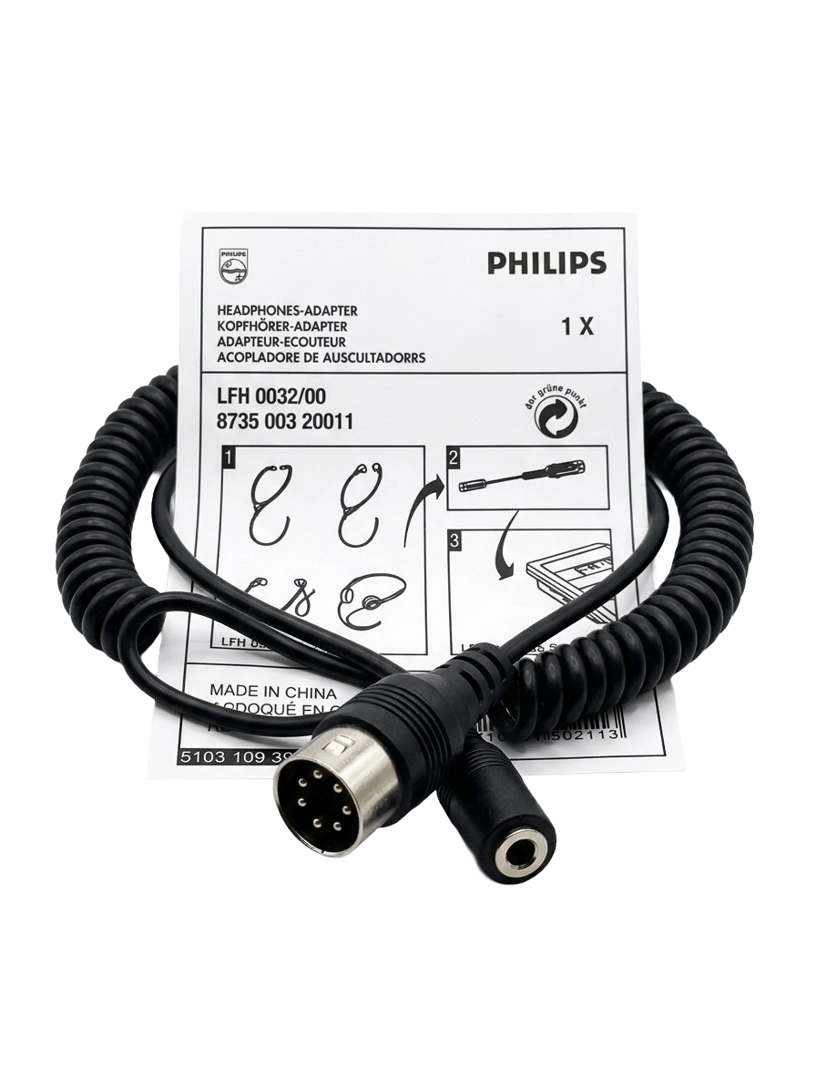 Genuine Philips LFH0032/00 Headset Adapter (5-Pin DIN to 3.5mm) for LFH 500/800 Series