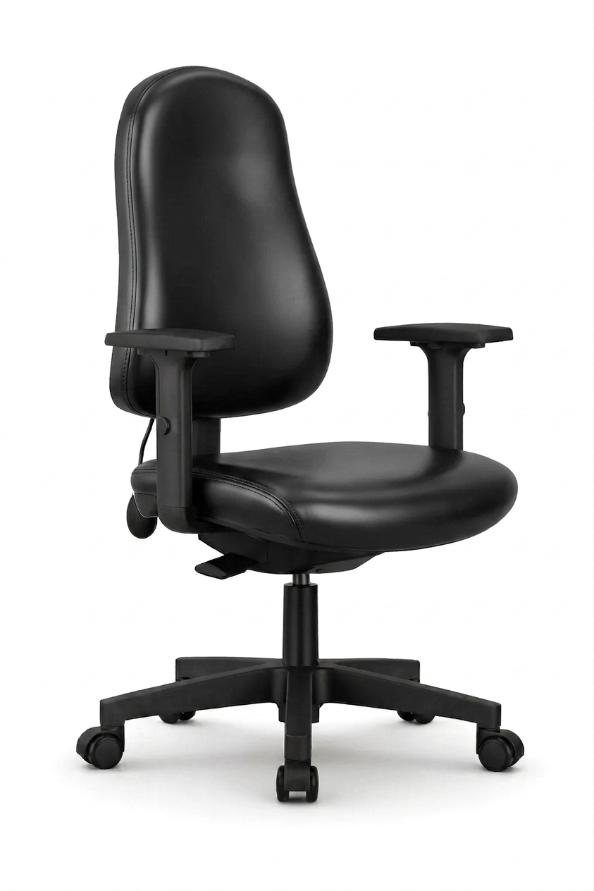 Phoenix Operators Chair, with Pump-Up Lumbar Support, Black Frame and Black Vinyl
