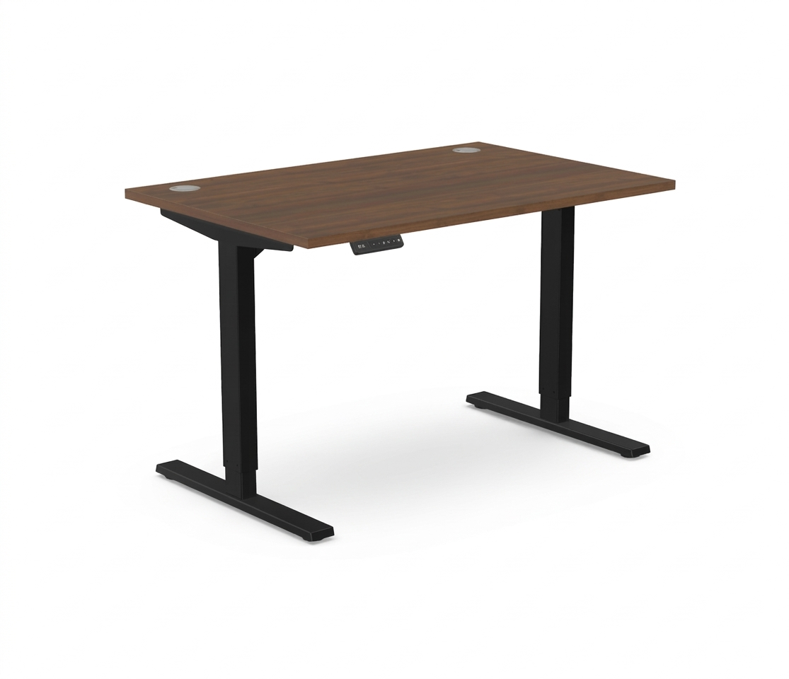 Zoom 1200 x 800 mm Black Leg, Antique Walnut Top, Straight Sit Stand Desk | with Memory Control Unit Pad