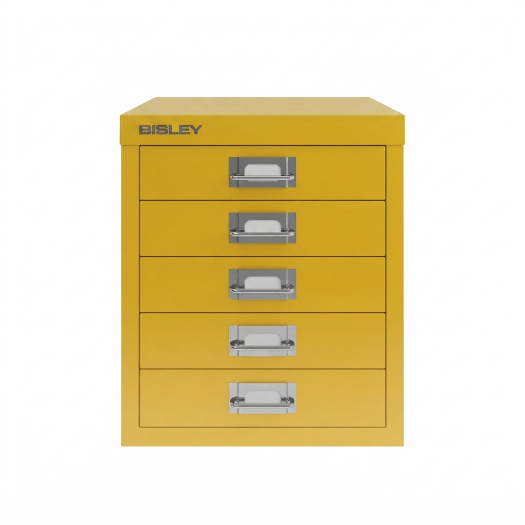 Bisley 12 Series 5 Drawer Desktop MultiDrawer Filing Cabinet Golden Sunflower Yellow A4 Steel Storage H125NL-CD1