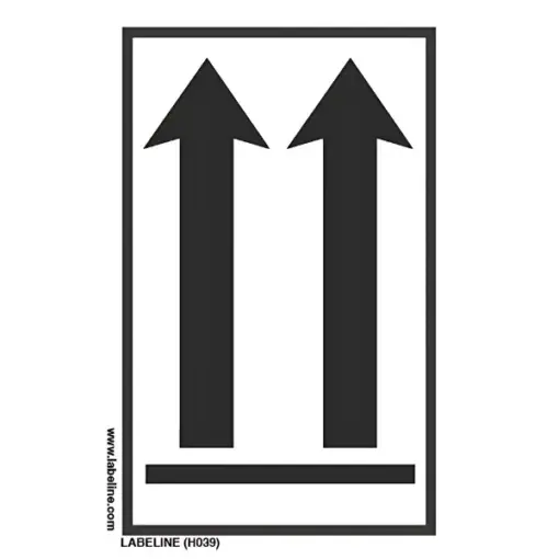 Black Arrow Orientation Handling Label – Code H039