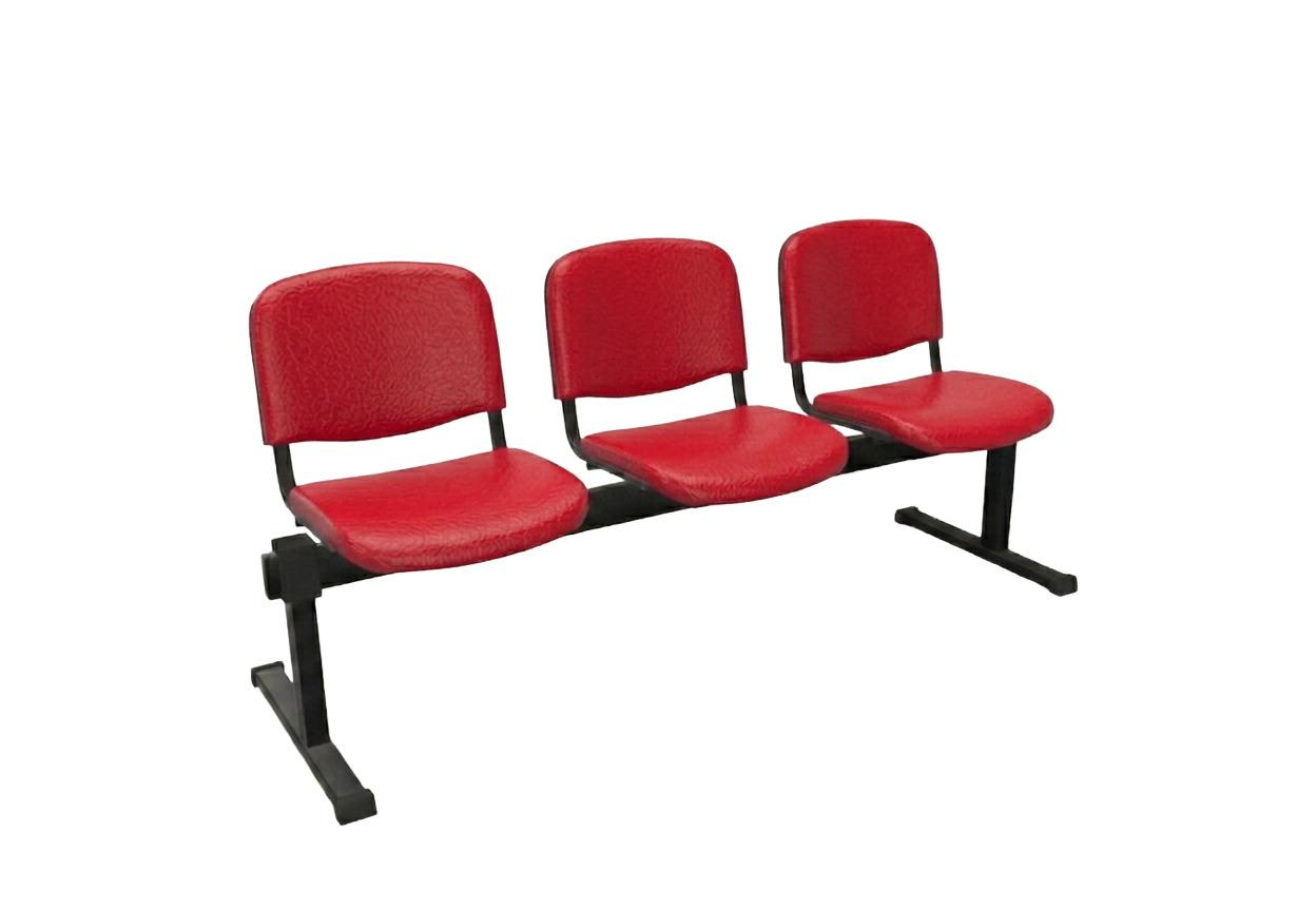 NowyStyl Iso 3-Seater Beam Bench | Black Frame, Valencia Red Vinyl 2075