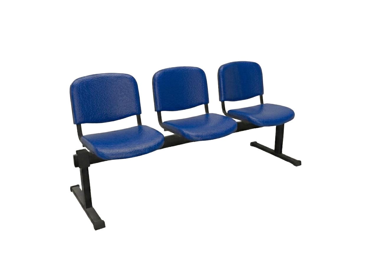 NowyStyl Iso 3-Seater Beam Bench | Black Frame, Valencia Blue Vinyl 3067