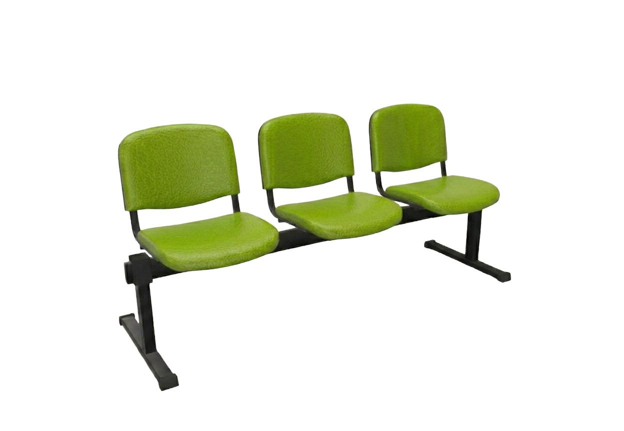 NowyStyl Iso 3-Seater Beam Bench | Black Frame, Valencia Green Vinyl 5041