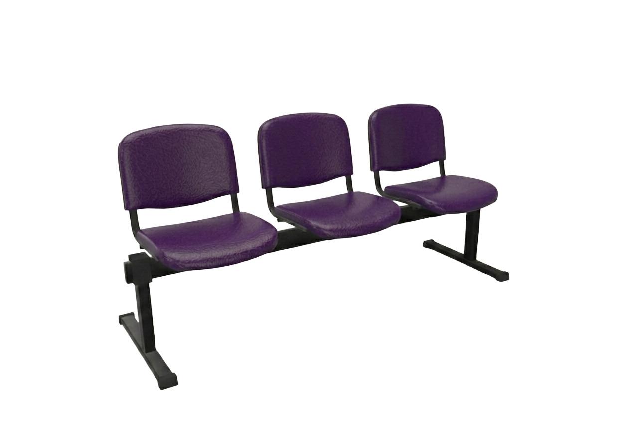 NowyStyl Iso 3-Seater Beam Bench | Black Frame, Valencia Purple Vinyl 7001