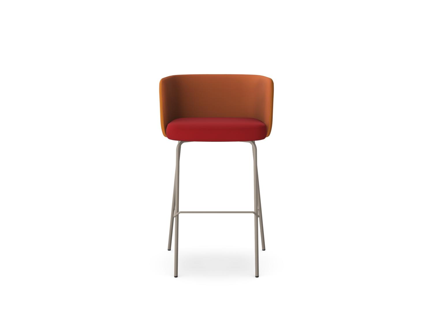 KB-NOMA | High Stool with Low Back and Upholstered Seat | Bespoke Upholstery and Metal Finishes