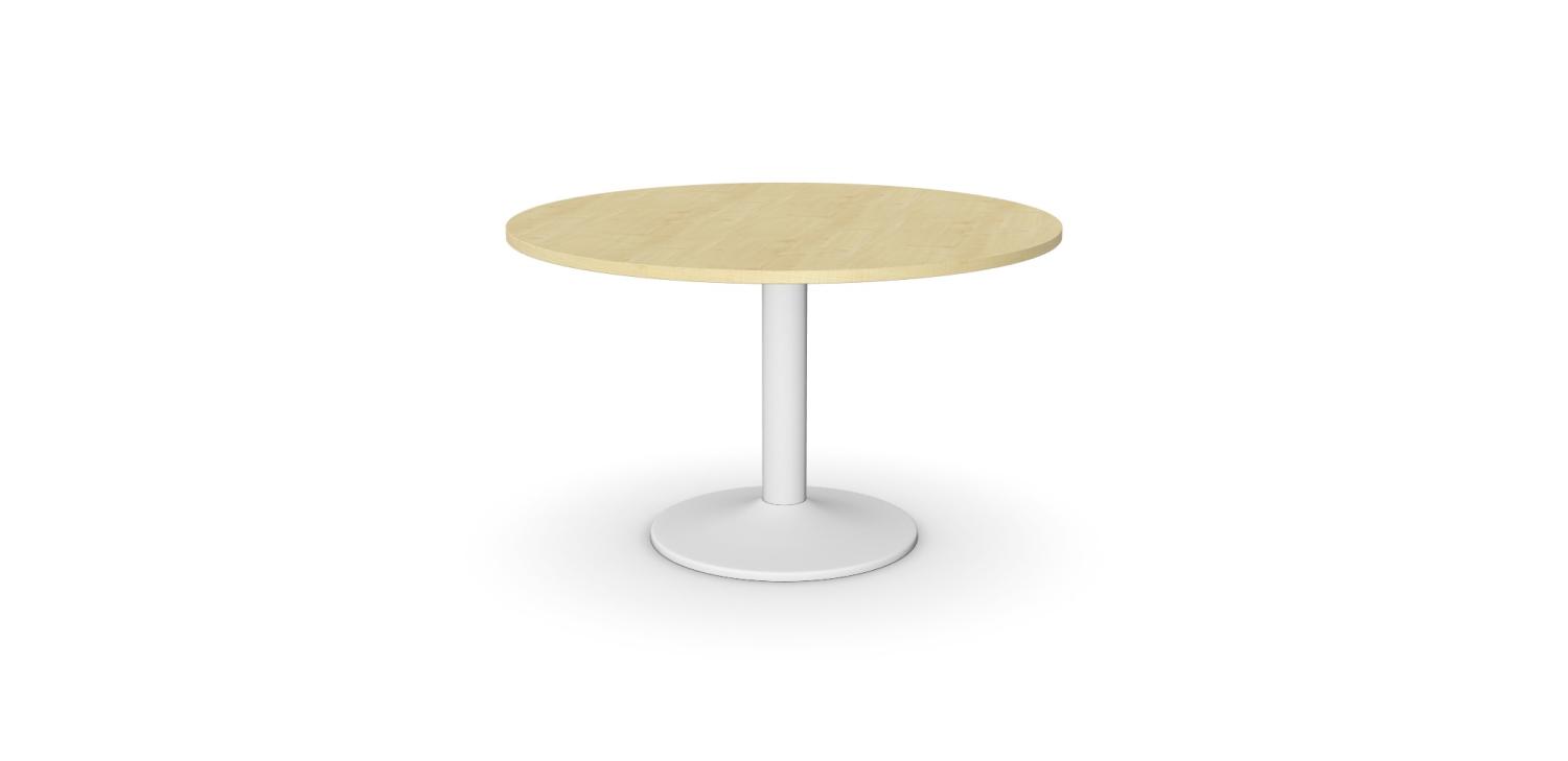 Hawk Round Circular Table, White Cylinder Leg Base, Maple Top - 1400 mm
