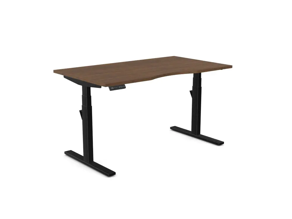 Leap Sit Stand Desk Straight 1800mm x 800mm Antique Walnut Top, Black Leg with Memory Control Unit Pad