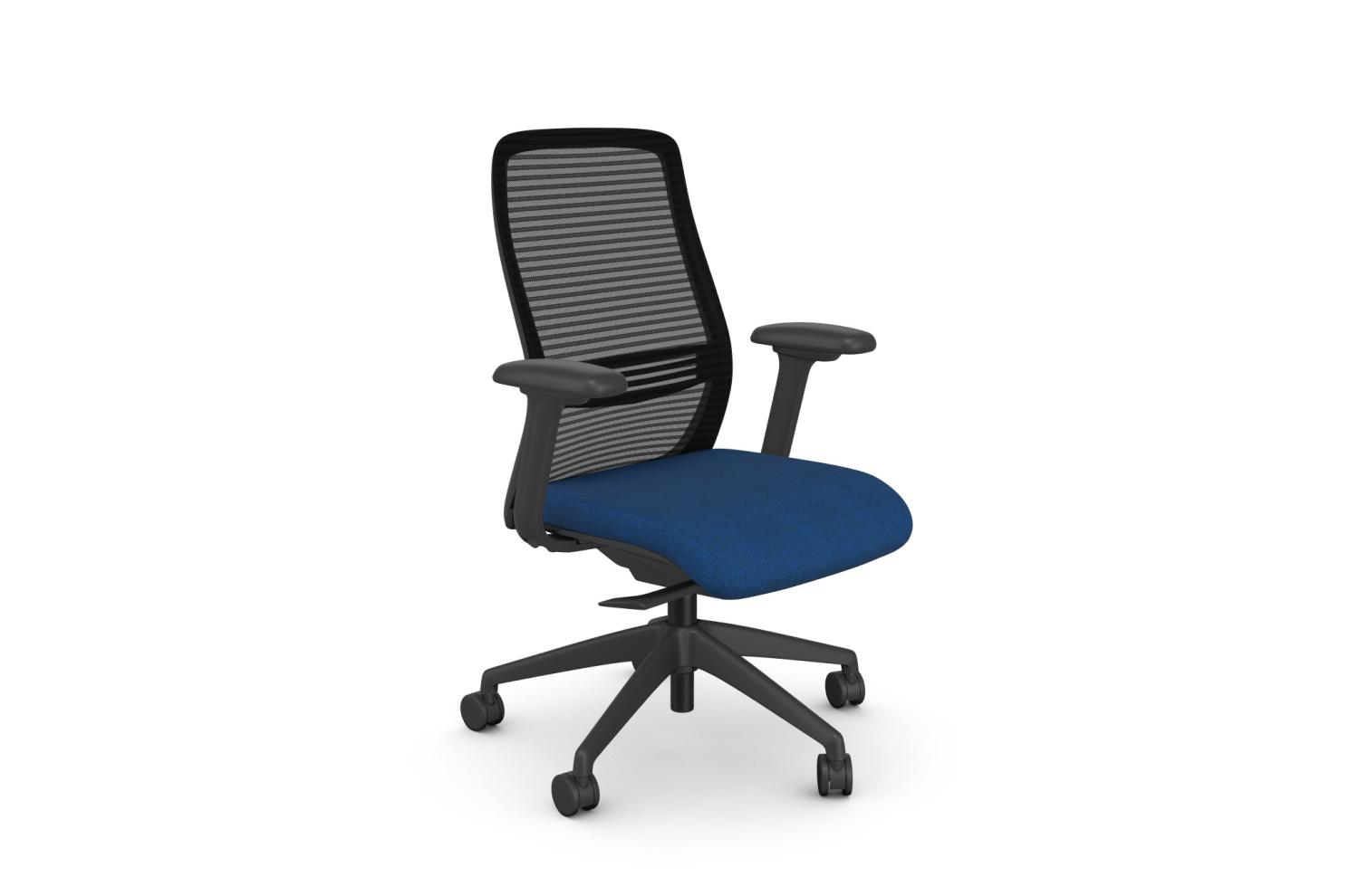 NV Posture Office Chair with Breathable Mesh Back and Adjustable Lumbar Support - Black Frame Blue Seat