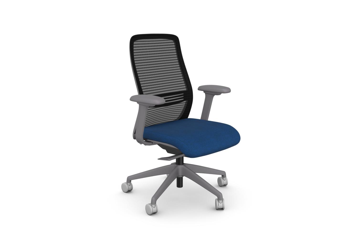 NV Posture Office Chair with Breathable Mesh Back and Adjustable Lumbar Support - Grey Frame Blue Seat