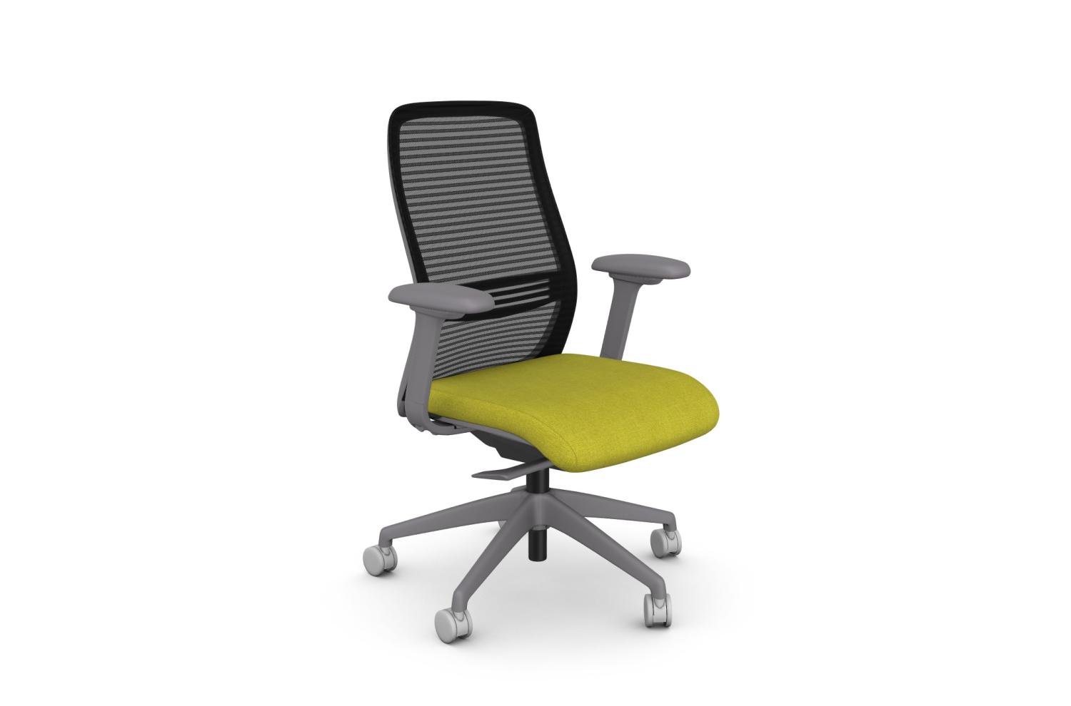 NV Posture Office Chair with Breathable Mesh Back and Adjustable Lumbar Support  - Grey Frame Green Seat