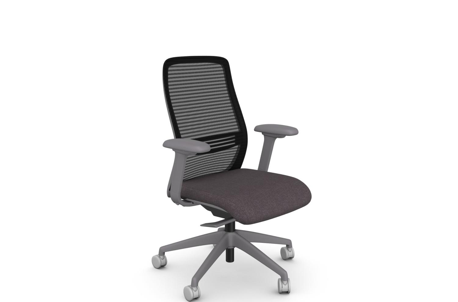 NV Posture Office Chair with Breathable Mesh Back and Adjustable Lumbar Support - Grey Frame With Dark Grey Seat