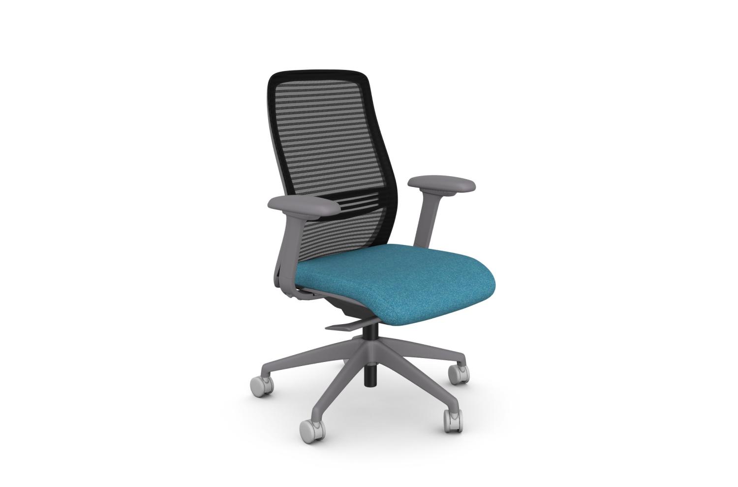 NV Posture Office Chair with Breathable Mesh Back and Adjustable Lumbar Support - Grey Frame Light Blue Seat