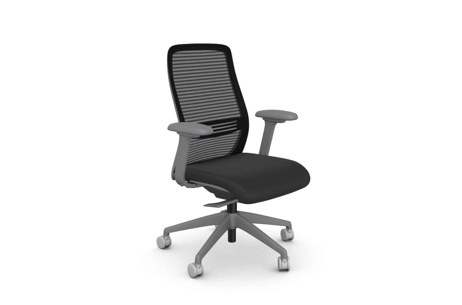 NV Posture Office Chair with Breathable Mesh Back and Adjustable Lumbar Support - Grey Frame With Black Seat