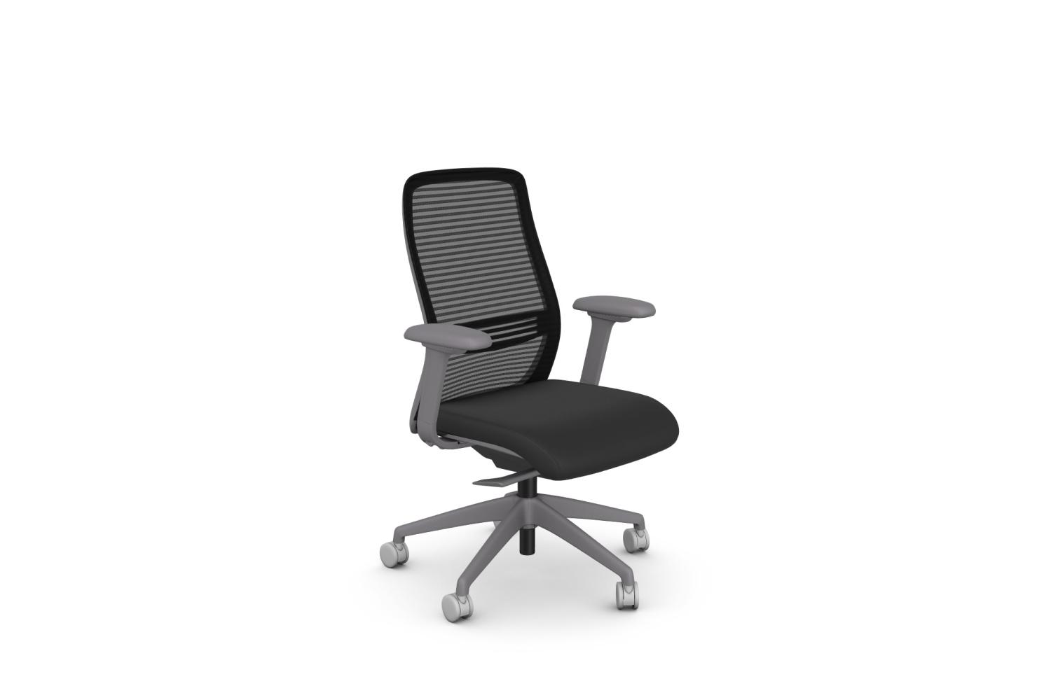 NV Posture Office Chair with Breathable Mesh Back and Adjustable Lumbar Support - Grey Frame With Black Vinyl Seat