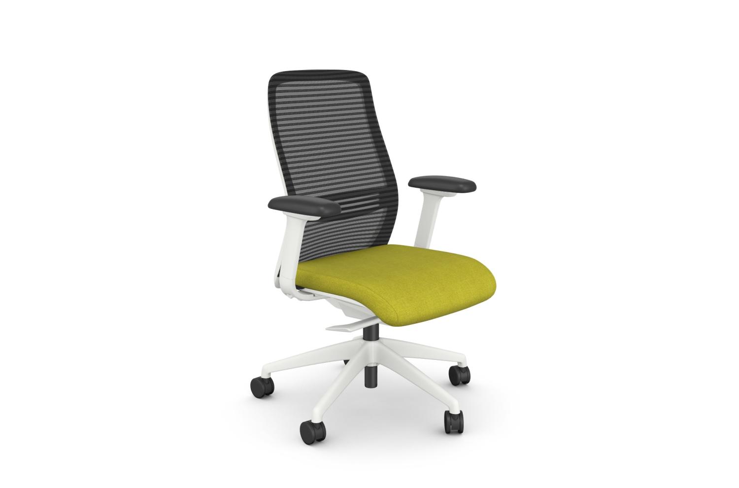 NV Posture Office Chair with Breathable Mesh Back and Adjustable Lumbar Support - White Frame Green Seat