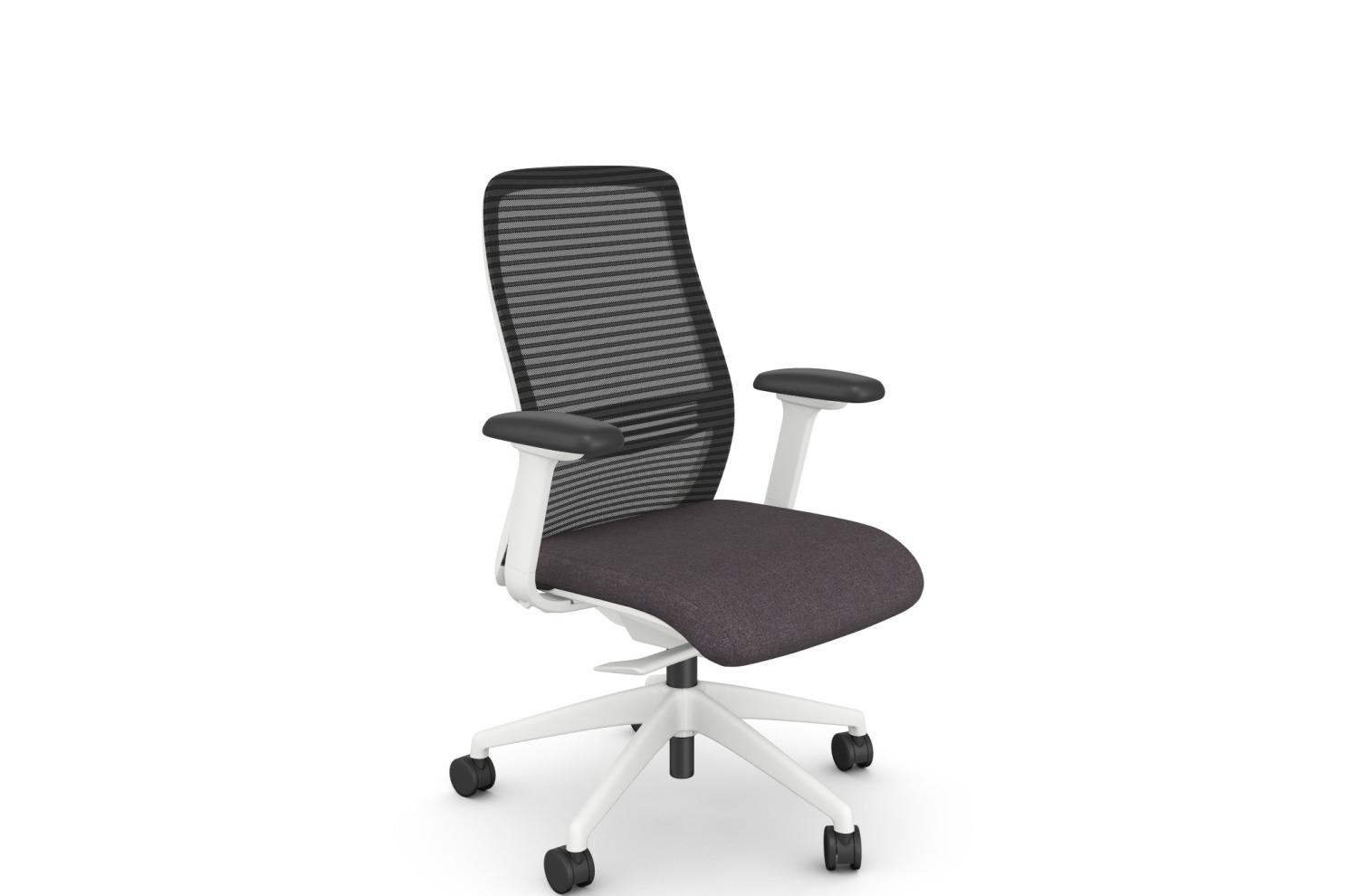 NV Posture Office Chair with Breathable Mesh Back and Adjustable Lumbar Support - White Frame With Dark Grey Seat