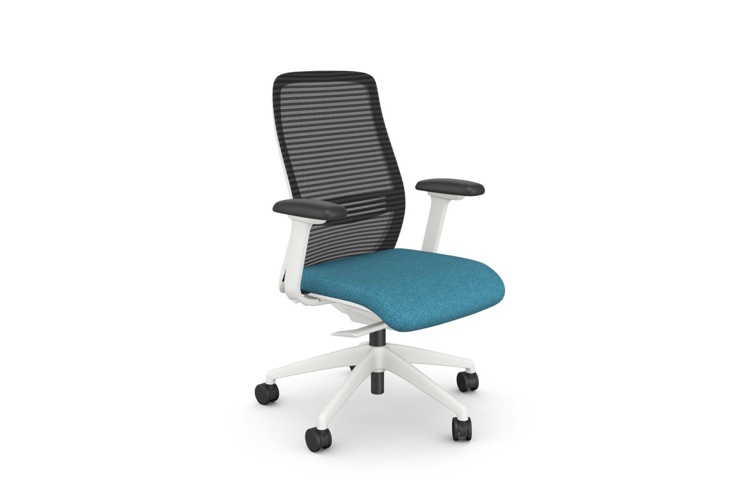 NV Posture Office Chair with Breathable Mesh Back and Adjustable Lumbar Support - White Frame Light Blue Seat