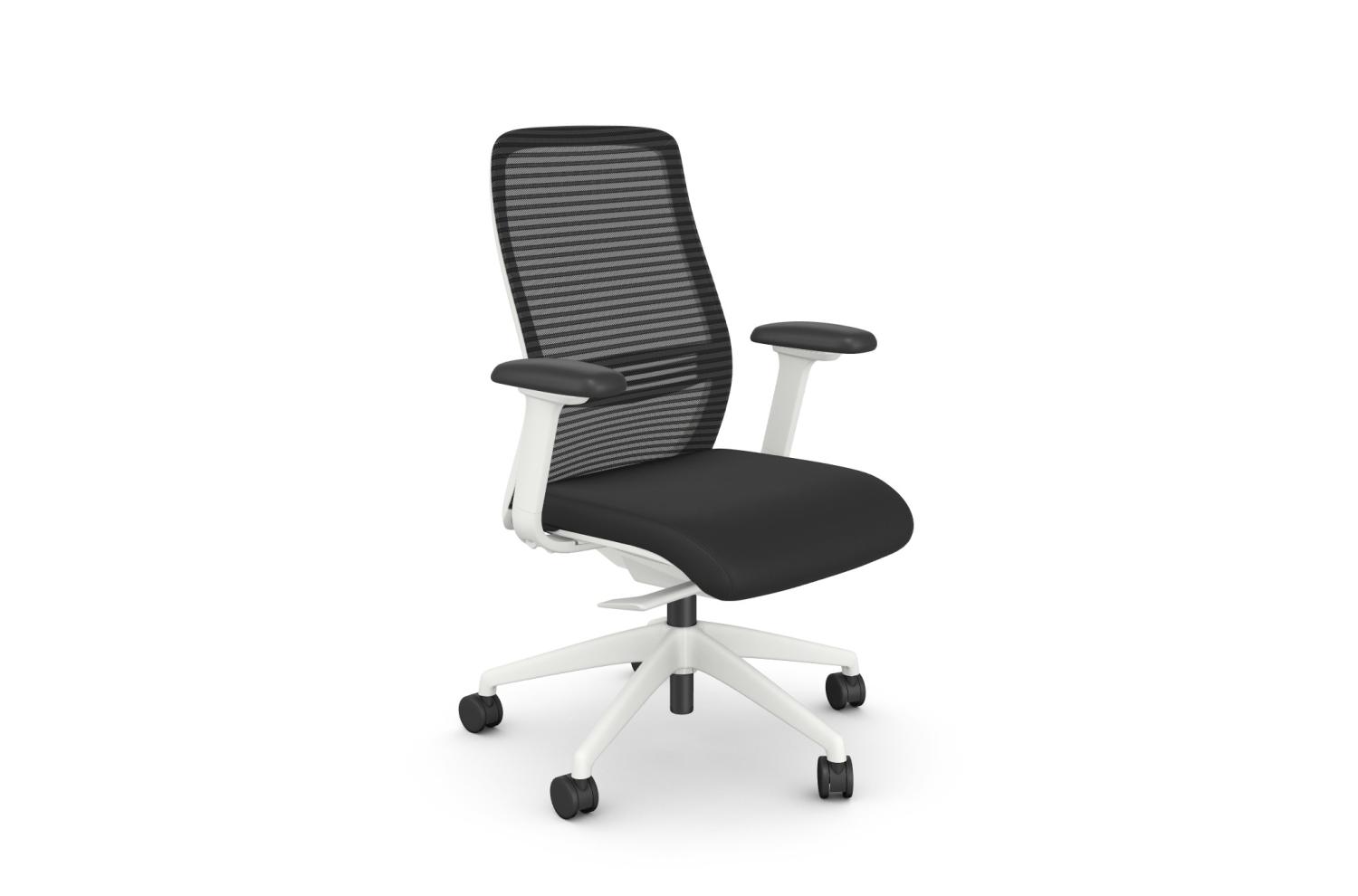 NV Posture Office Chair with Breathable Mesh Back and Adjustable Lumbar Support - White Frame Black Seat