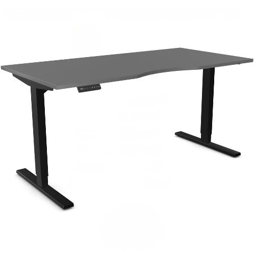 Zoom 1800 x 800mm Black Leg, Graphite Scallop Top,  Sit Stand Desk | with Memory Control Unit Pad