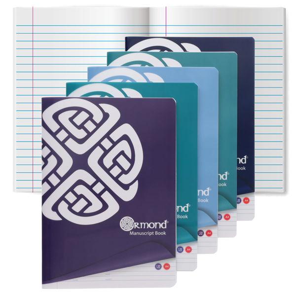 Ormond A4 120 Page Durable Cover Manuscript Book Assorted Colours – 8mm Ruled School Exercise Book