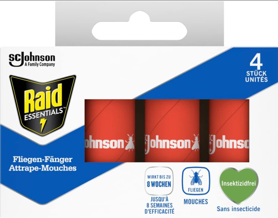 Raid  Fly Catcher Classic, Adhesive Trap, Protection Against Flying Insects, Pack of 4