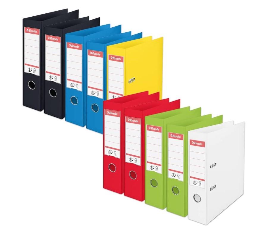 Esselte 75mm Lever Arch File Polypropylene A4 Assorted (Pack of 10) 624161