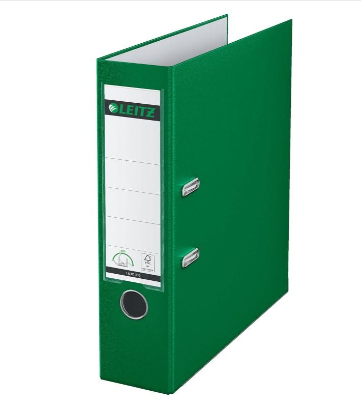 Leitz FSC Lever Arch File Plastic 80mm Spine Foolscap Green Ref 11101055 [Pack 10]