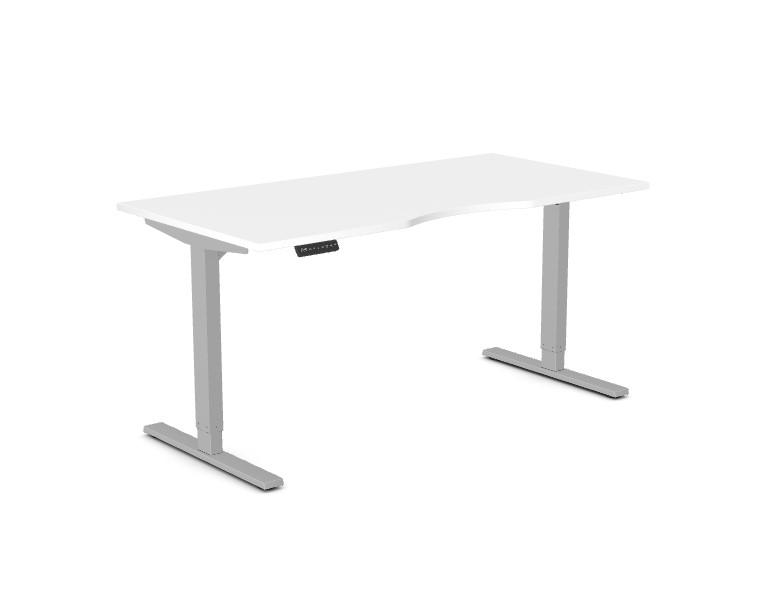 Leap 1600 x 800 mm Silver Leg, White Top, Straight Sit Stand Desk | with Memory Control Unit Pad