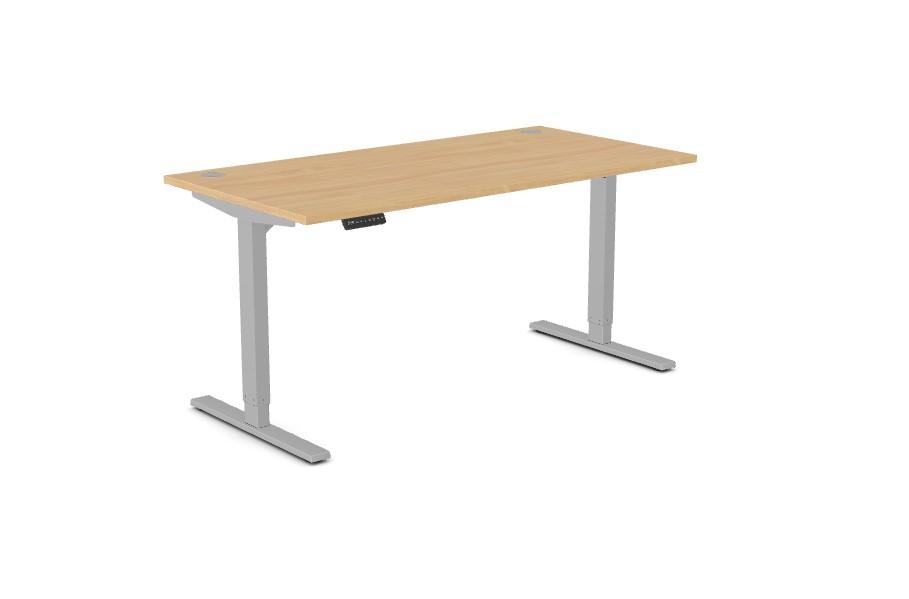 Zoom 1600 x 800 mm Silver Leg, Beech Top, Straight Sit Stand Desk| with Memory Control Unit Pad