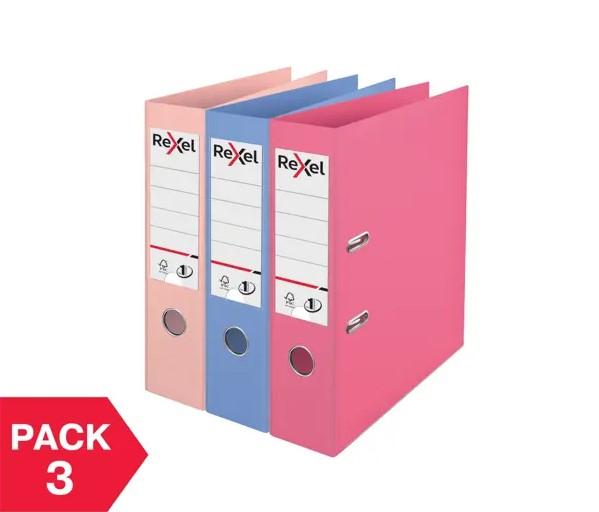 Rexel Solea Wide Lever Arch File A4 Assorted 2 Rings 2115711 PP (Polypropylene) Pack of 3