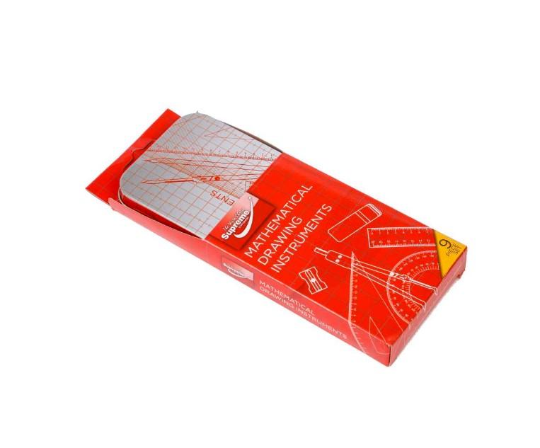 Supreme Maths Set 9 Piece MS-7841 in Tin Case – Geometry Set with Compass, Ruler, Protractor & Divider