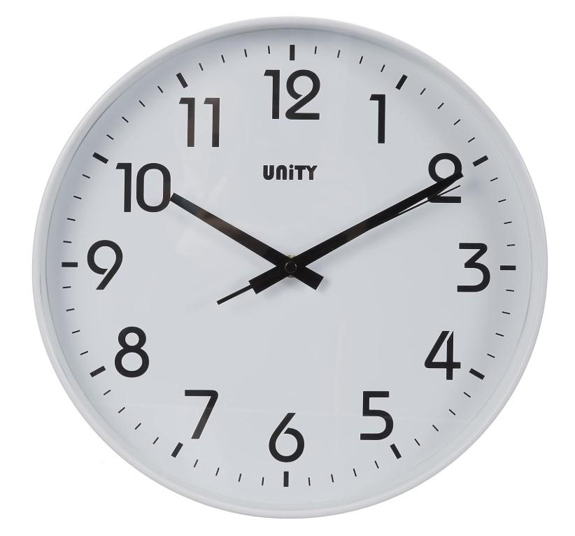 Unity Fradley Silent Sweep Wall Clock 30cm / 12 Inch – Modern Classic White Quartz Clock