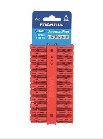 Rawlplug Uno Wall Plugs Red 6 x 28mm (Pack of 96) APP8520