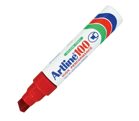 Artline 100 Jumbo Chisel Tip Waterproof Marker | 7-12mm Red