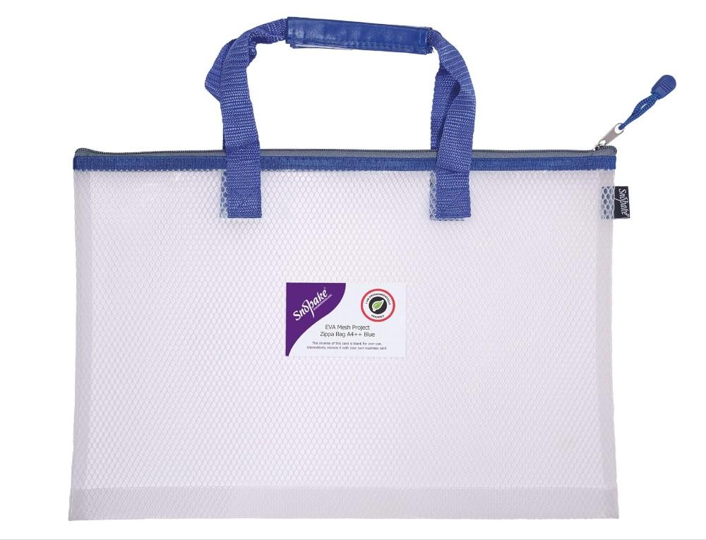 Snopake 15873 A4++ EVA Mesh Project Bag Blue | Heavy Duty Book & Document Carry Bag with Handle
