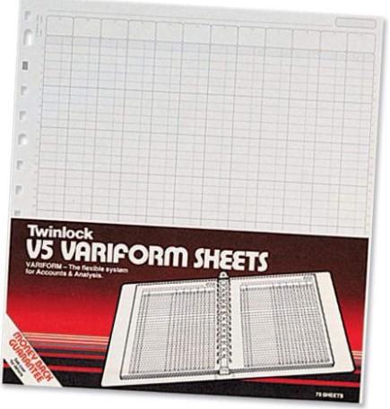Rexel Twinlock Variform Multi-Ring Binder V5 Cash Refill Sheets 8 Columns (Pack of 75)